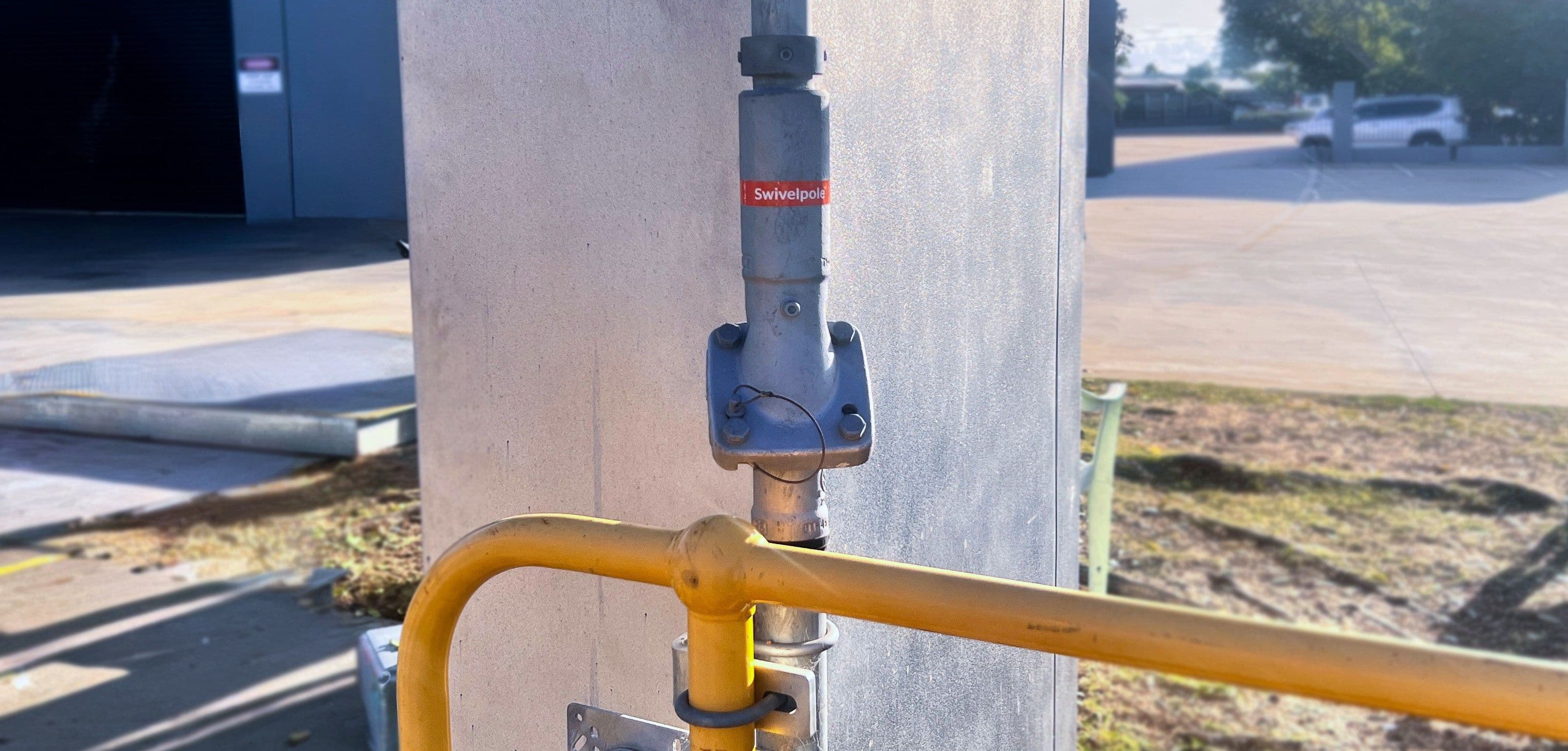Swivelpole™ High Vibration Pole Top installed on a stanchion, engineered for reliable operation in high vibration environments.