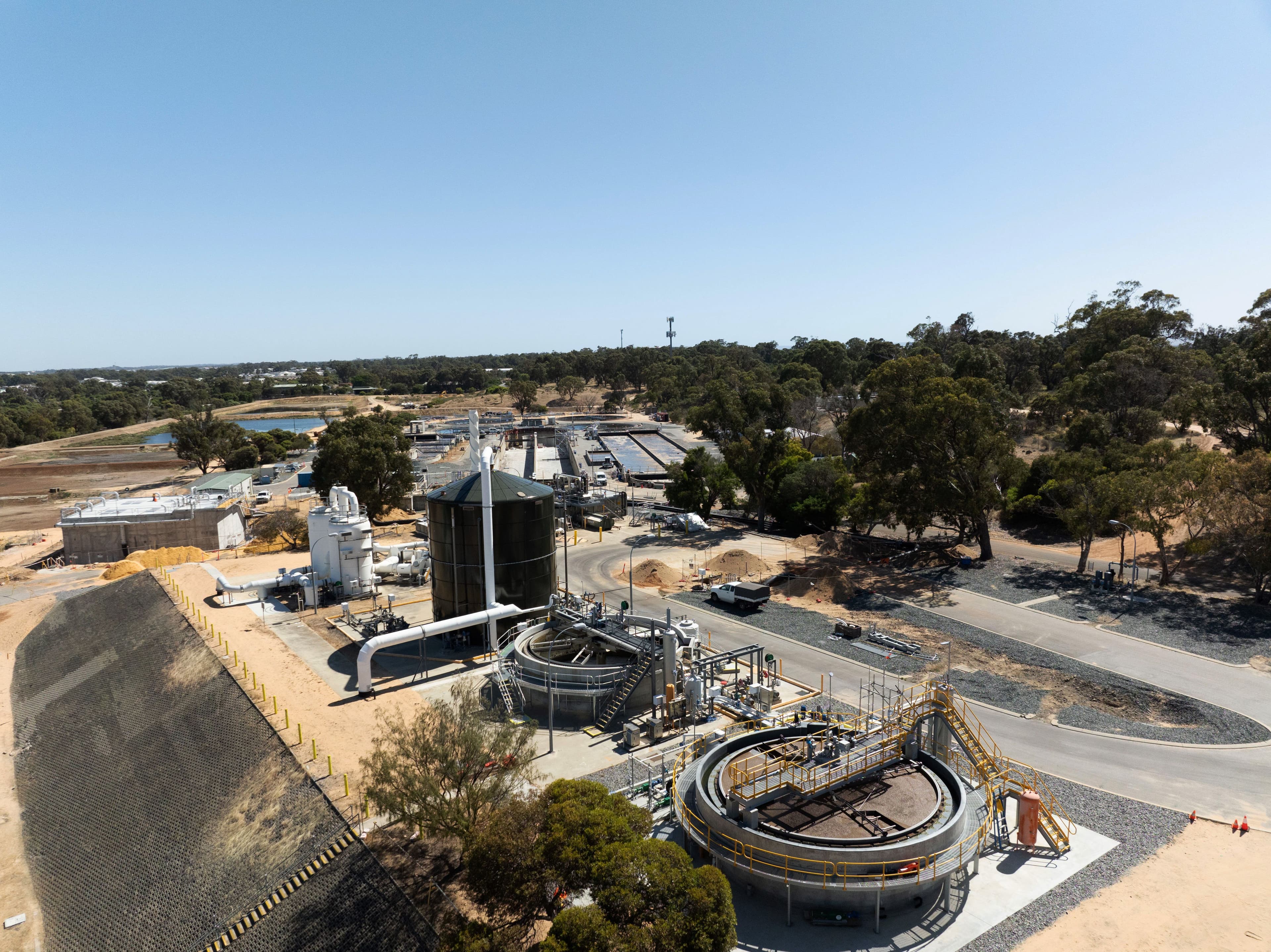 Aerial view of the Mandurah Gordon Road Water Resource Recovery Facility in Western Australia